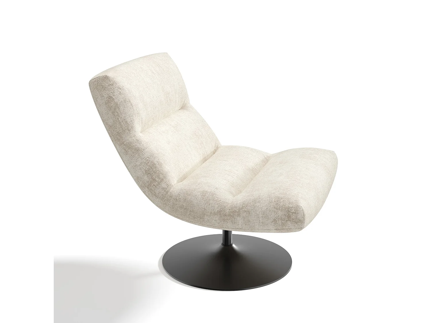 Fauteuil pivotant ROMA en velours texturé crème 77x93cm