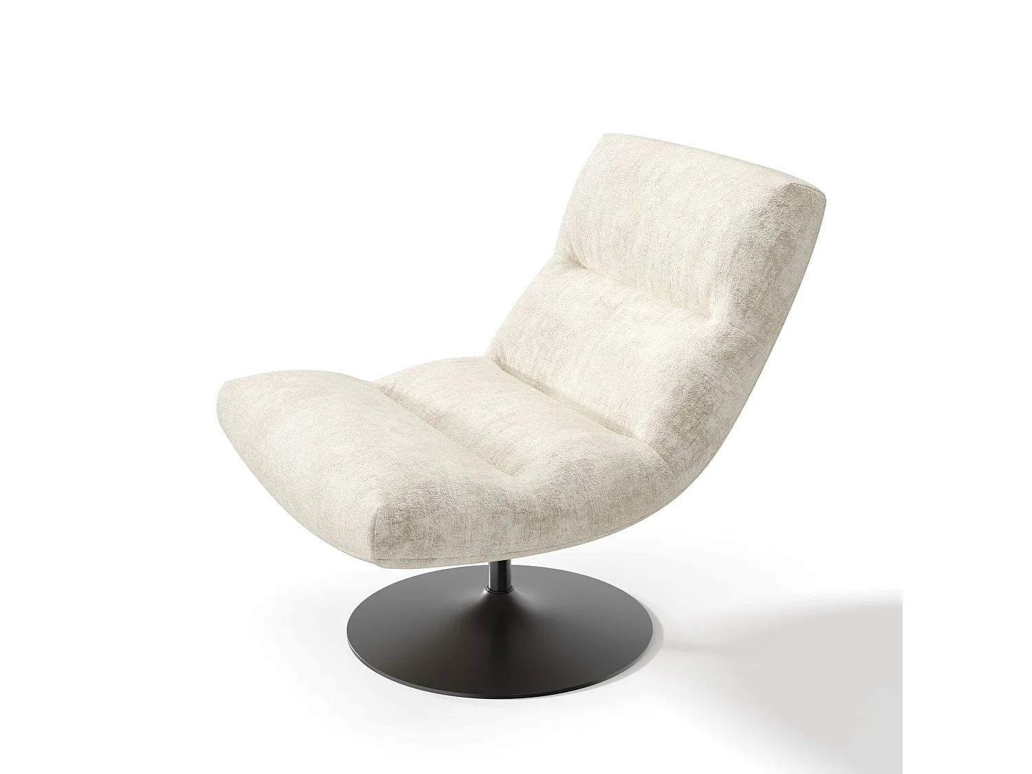 Fauteuil pivotant ROMA en velours texturé crème 77x93cm
