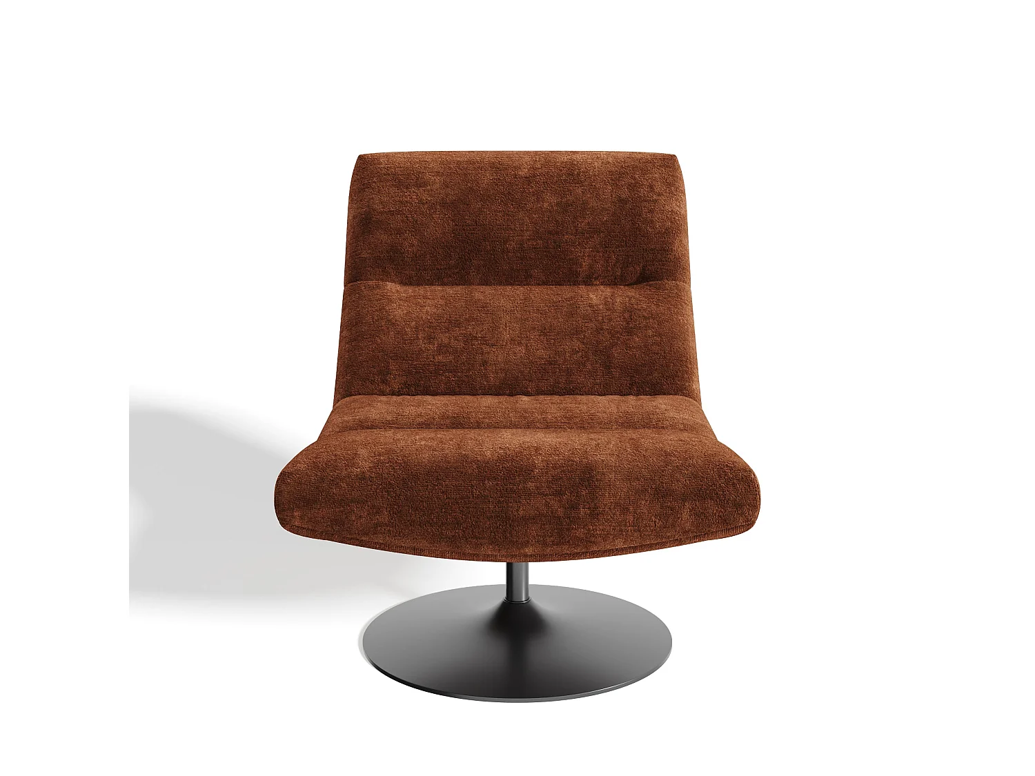 Fauteuil pivotant ROMA en velours texturé terracotta 77x93cm