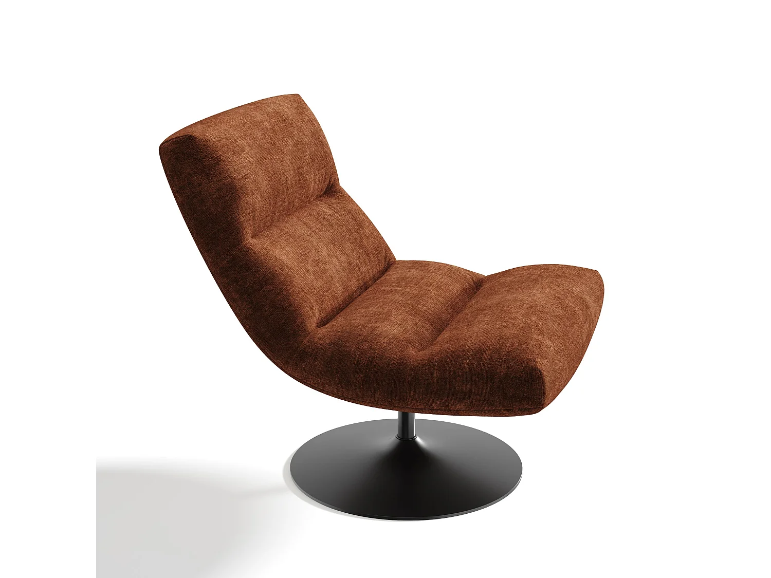 Fauteuil pivotant ROMA en velours texturé terracotta 77x93cm
