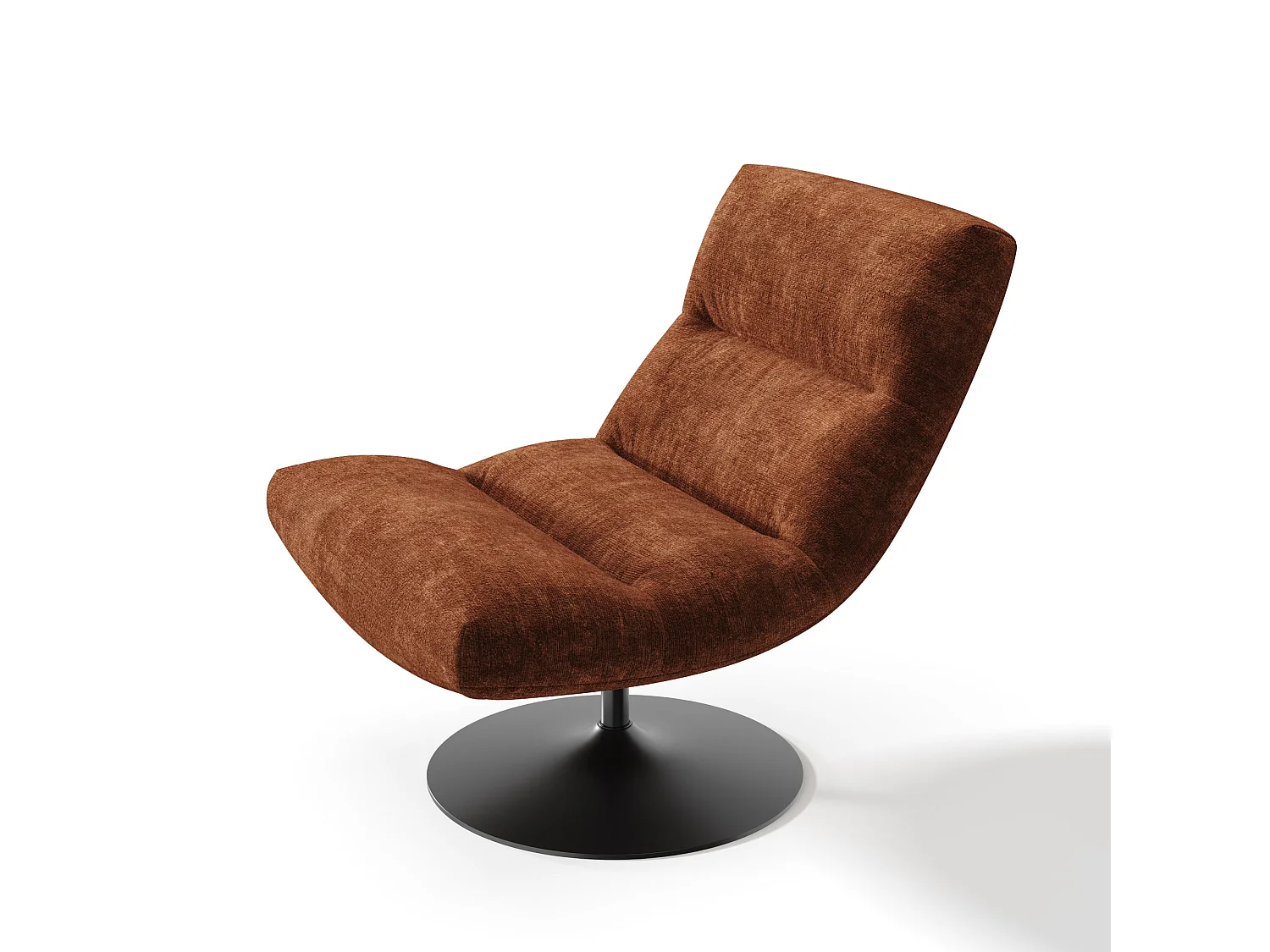 Fauteuil pivotant ROMA en velours texturé terracotta 77x93cm