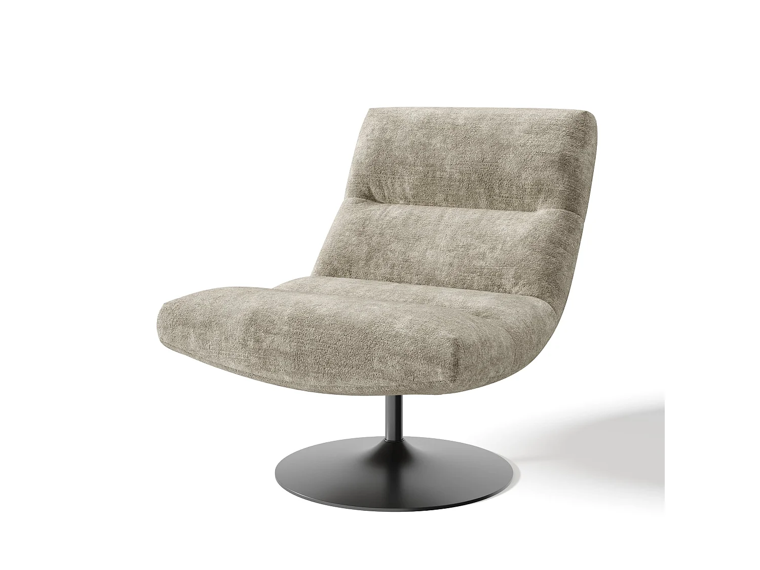 Fauteuil pivotant ROMA en velours texturé taupe 77x93cm