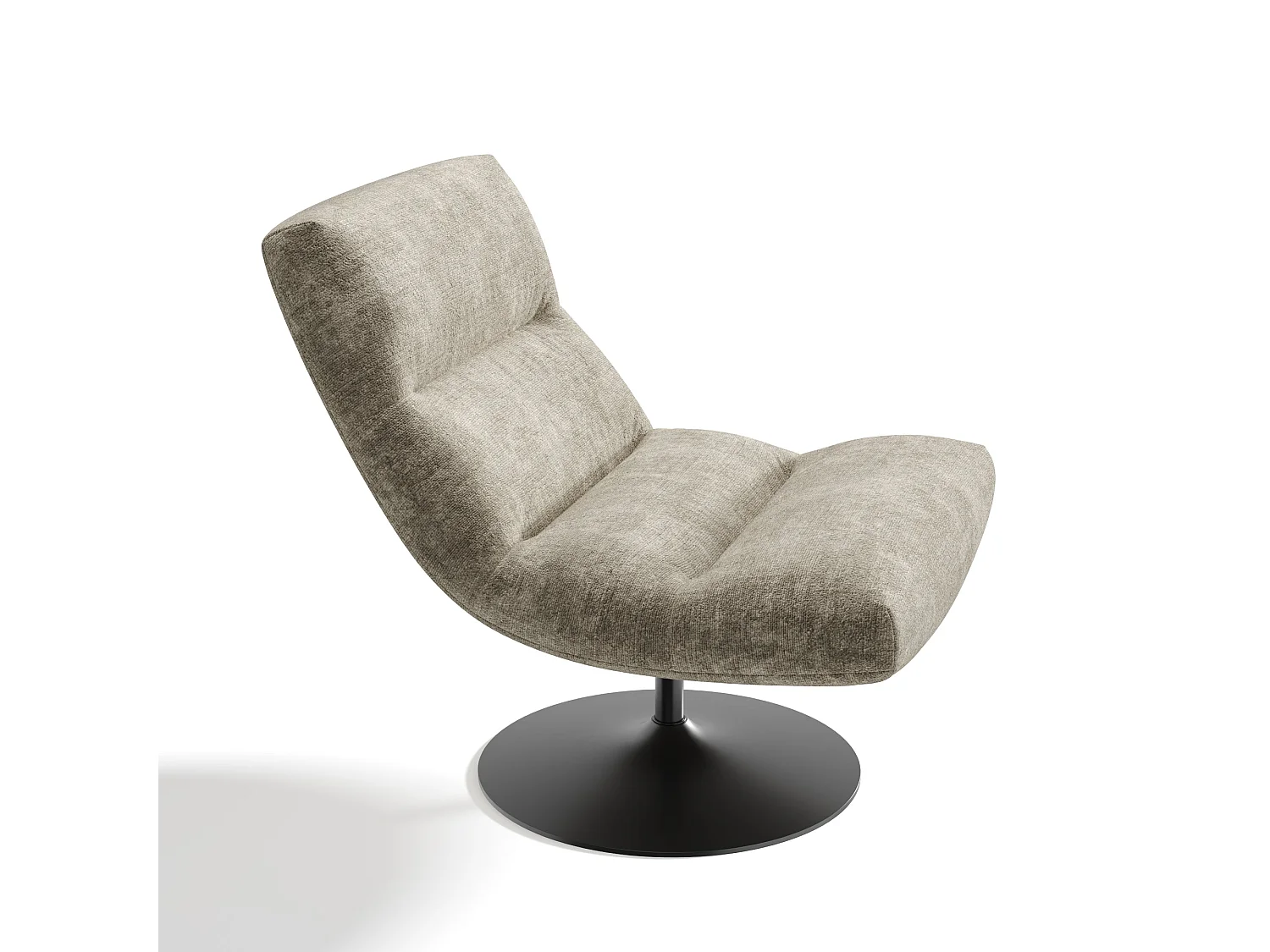 Fauteuil pivotant ROMA en velours texturé taupe 77x93cm