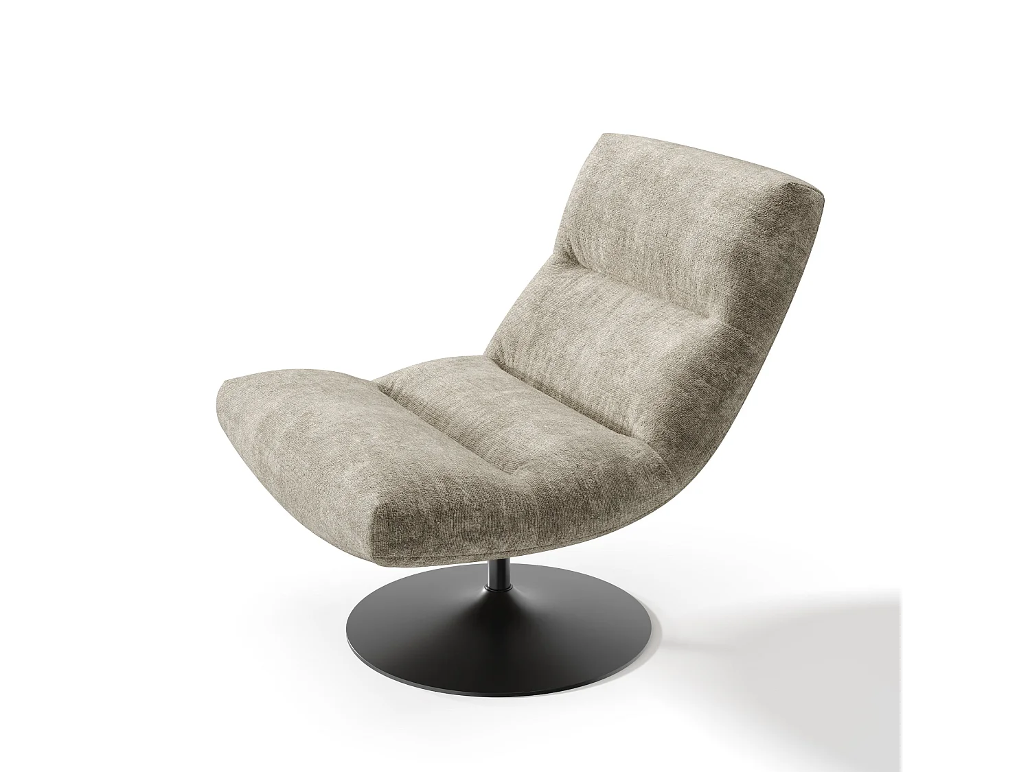 Fauteuil pivotant ROMA en velours texturé taupe 77x93cm