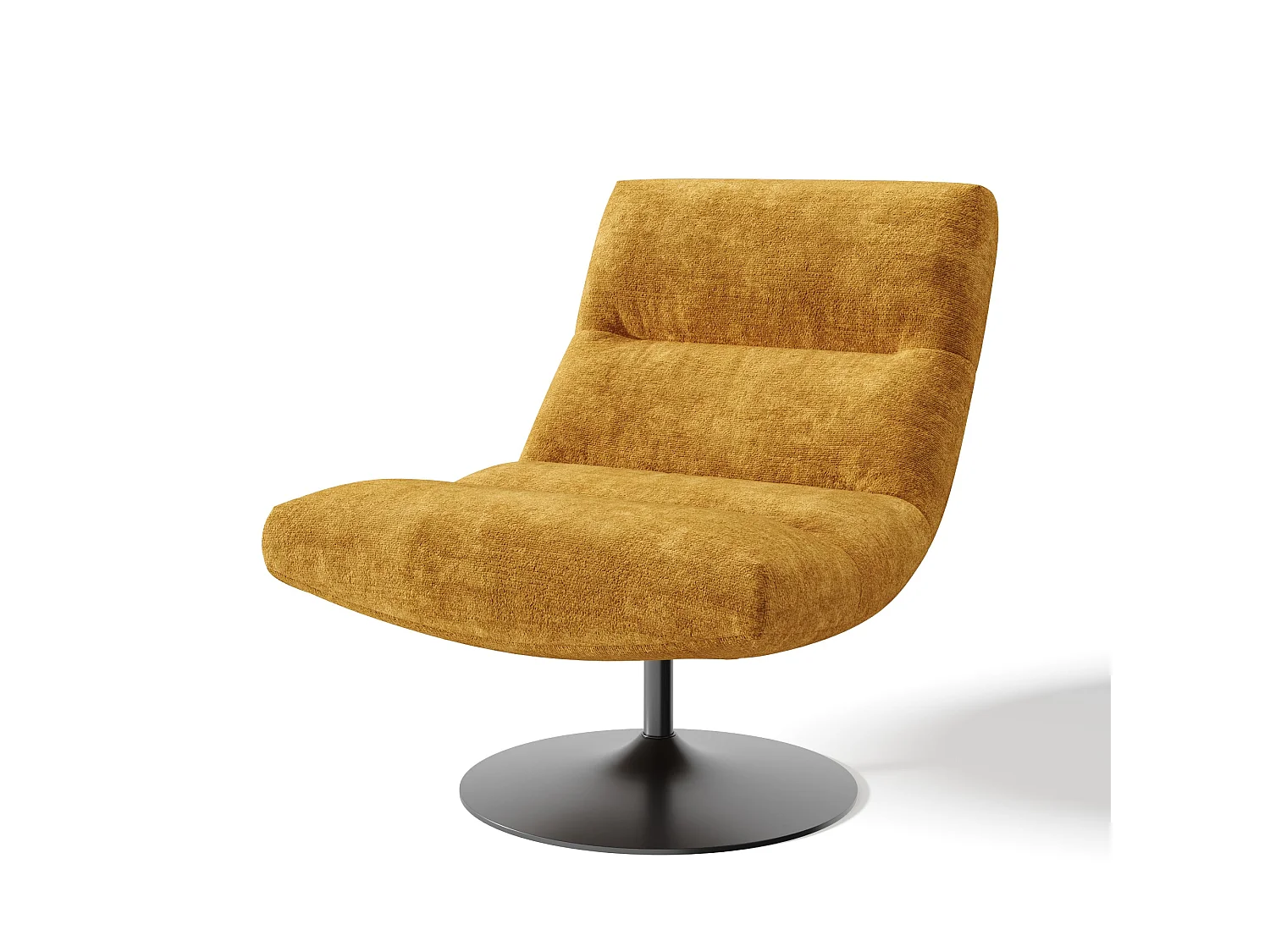 Fauteuil pivotant ROMA en velours texturé moutarde 77x93cm