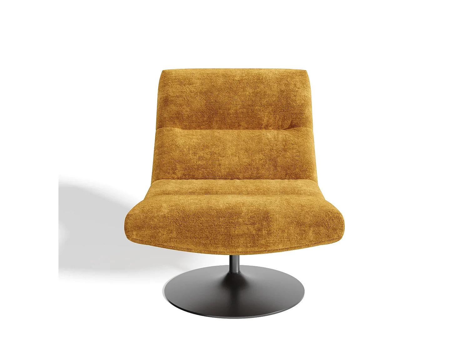 Fauteuil pivotant ROMA en velours texturé moutarde 77x93cm