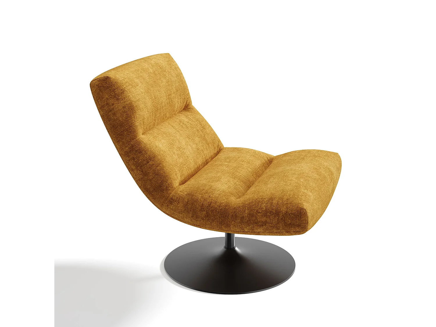 Fauteuil pivotant ROMA en velours texturé moutarde 77x93cm