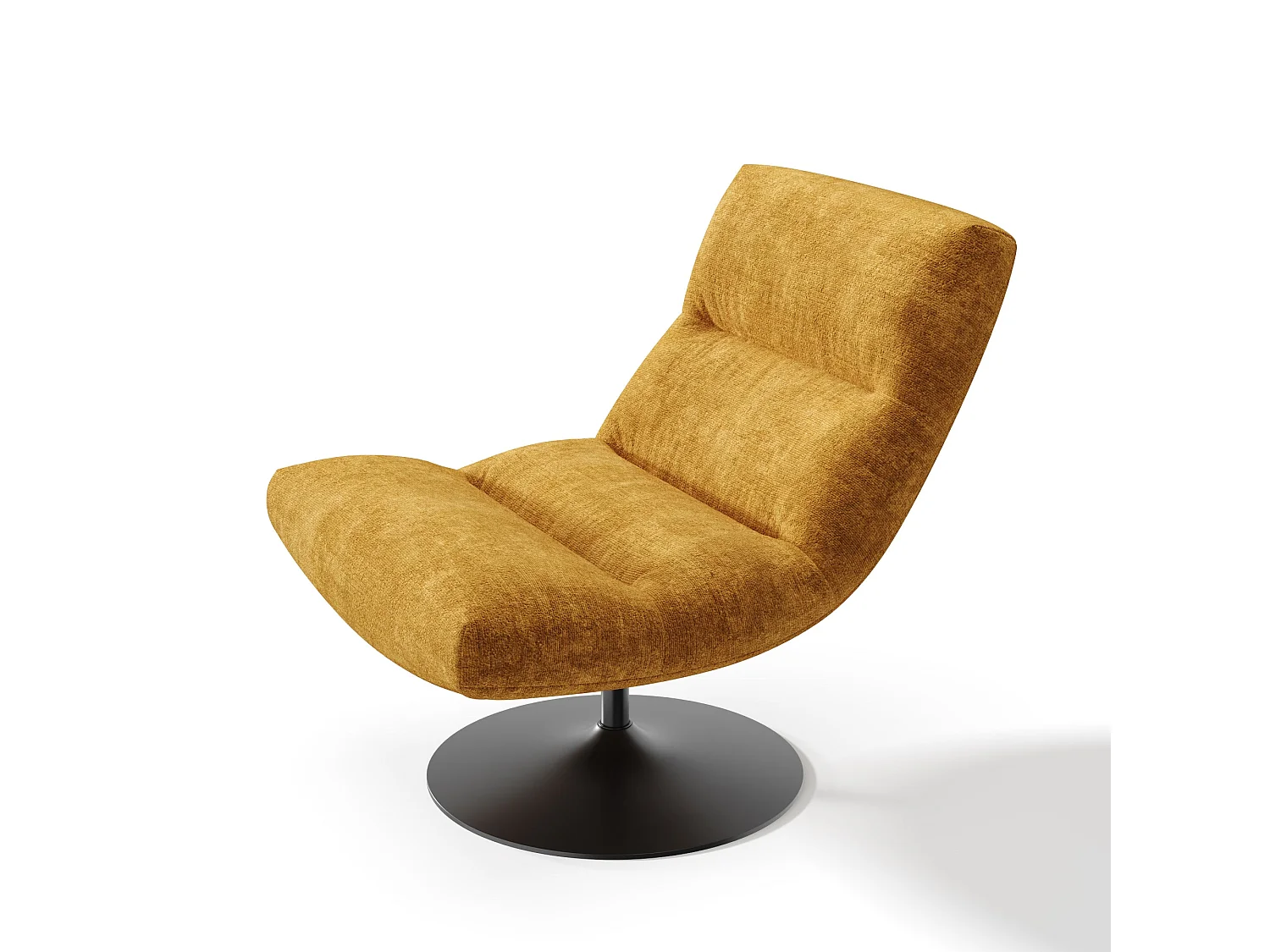 Fauteuil pivotant ROMA en velours texturé moutarde 77x93cm