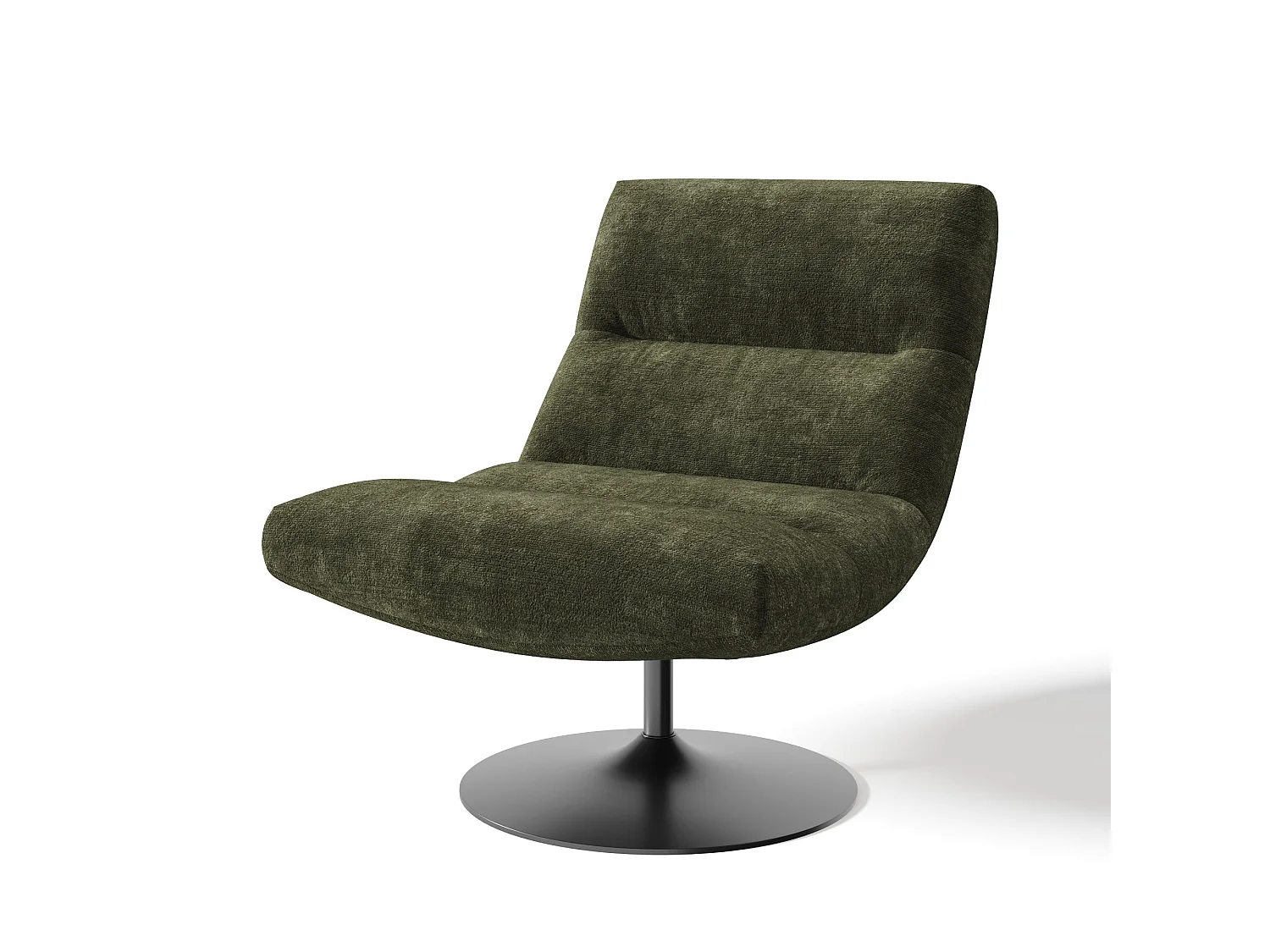 Fauteuil pivotant ROMA en velours texturé kaki 77x93cm