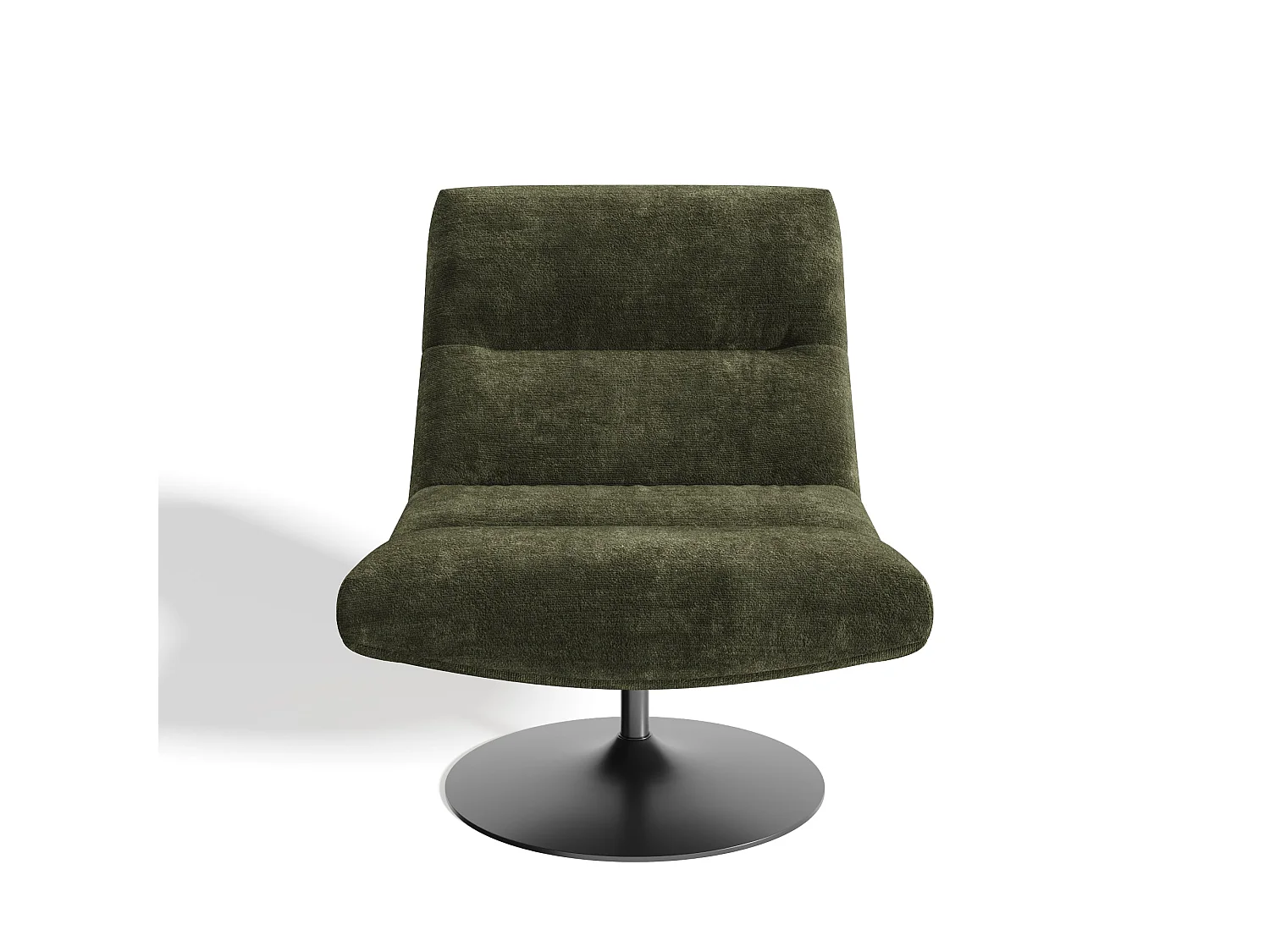 Fauteuil pivotant ROMA en velours texturé kaki 77x93cm