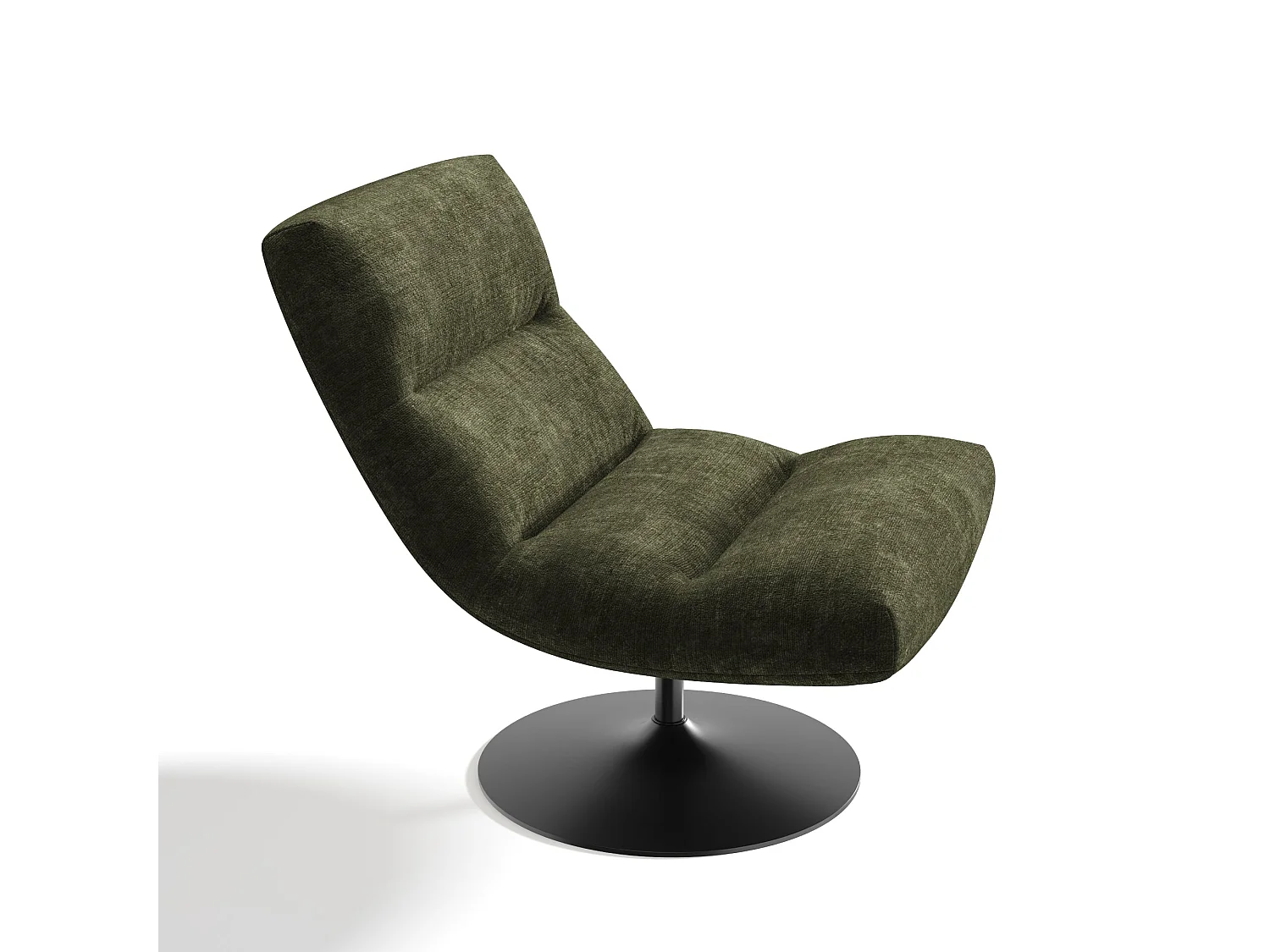 Fauteuil pivotant ROMA en velours texturé kaki 77x93cm