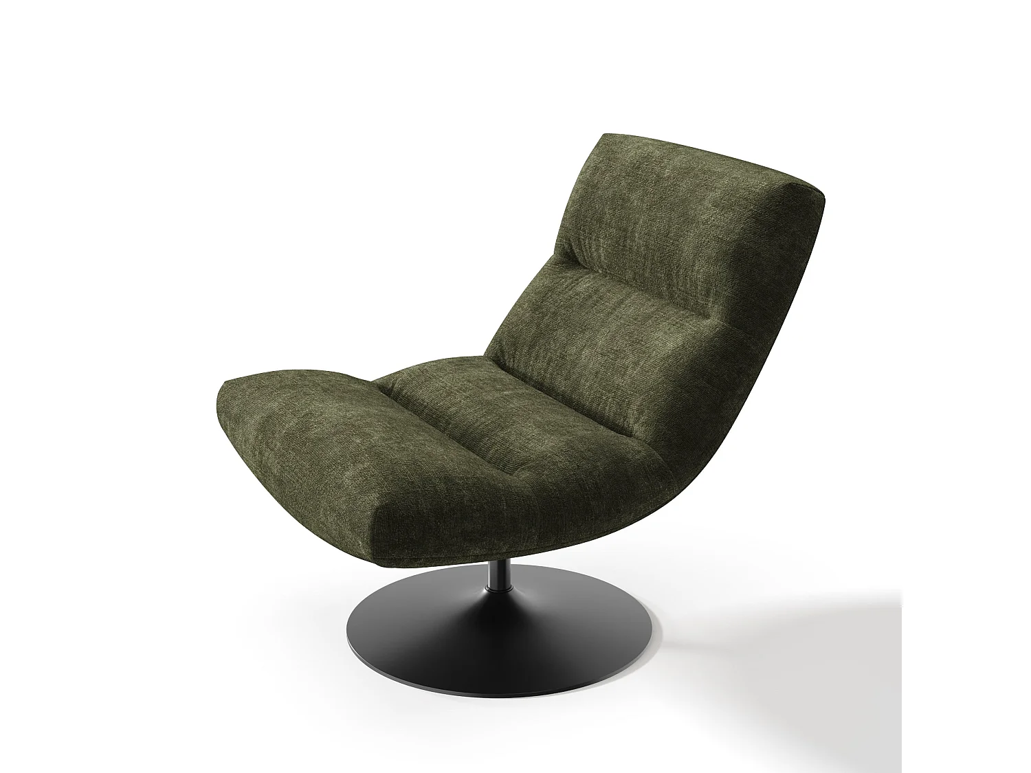 Fauteuil pivotant ROMA en velours texturé kaki 77x93cm