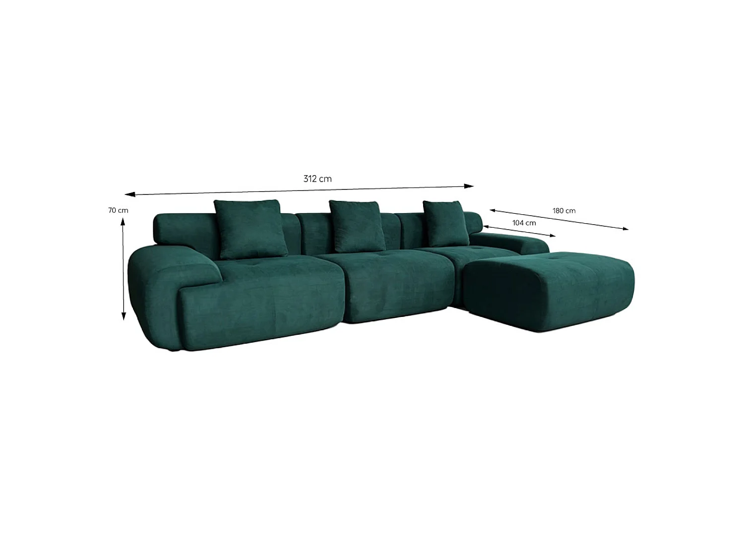 Canapé compressé modulable en tissu chenille vert foncé 4-5 places SHEFFIELD