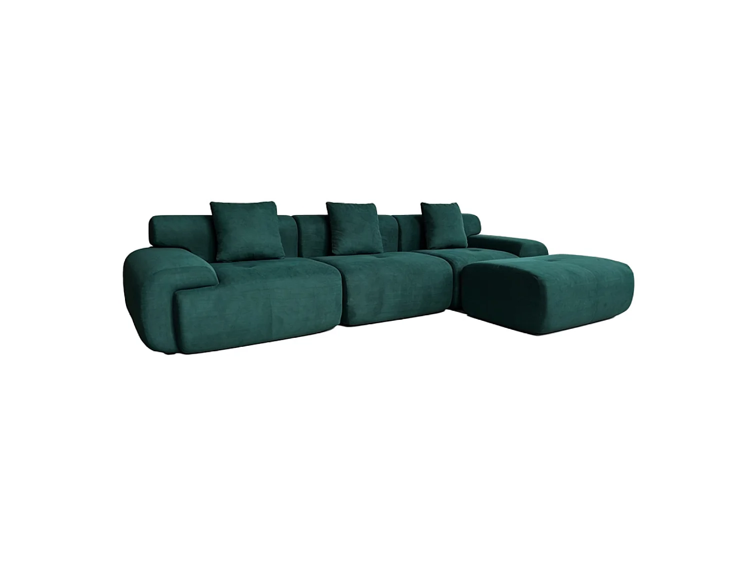 Divano Modulare Compresso SHEFFIELD Cloud in Tessuto Chenille Verde Scuro 4/5 Posti