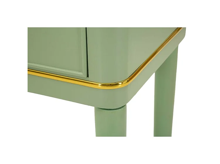 Comodino Camille Verde 40 cm - Legno di Pino e MDF, Stile Shabby Chic, Design Sophisticated per zona notte, Finitura Oro - 142913000V
