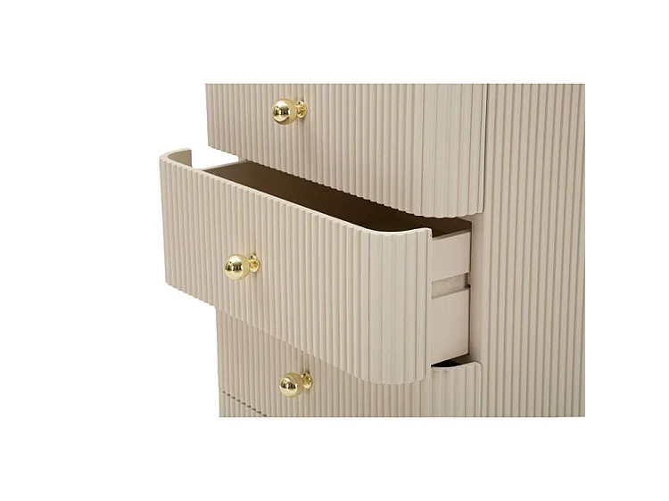 Schlichte weiße und goldene Kommode 37,5 cm - Modernes Aufbewahrungsmöbel mit vertikalen Rillen, Kiefernholz, MDF und Eisenrahmen - 1429180000