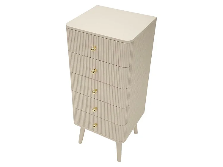 Schlichte weiße und goldene Kommode 37,5 cm - Modernes Aufbewahrungsmöbel mit vertikalen Rillen, Kiefernholz, MDF und Eisenrahmen - 1429180000