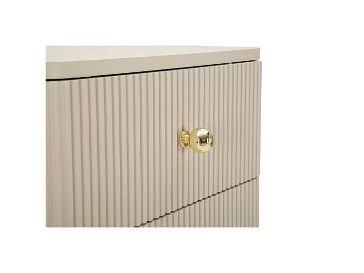 Schlichte weiße und goldene Kommode 37,5 cm - Modernes Aufbewahrungsmöbel mit vertikalen Rillen, Kiefernholz, MDF und Eisenrahmen - 1429180000