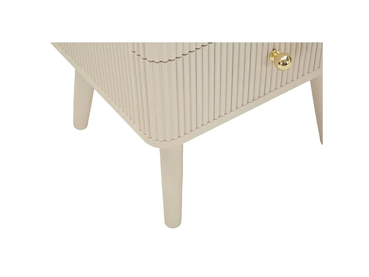 Schlichte weiße und goldene Kommode 37,5 cm - Modernes Aufbewahrungsmöbel mit vertikalen Rillen, Kiefernholz, MDF und Eisenrahmen - 1429180000