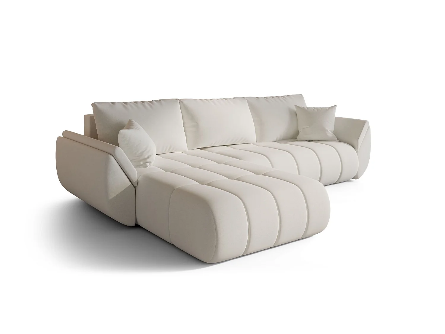 ARCO Chenille Velvet Convertible Hoekbank met Opbergruimte-Eierschaal-linkerhoek