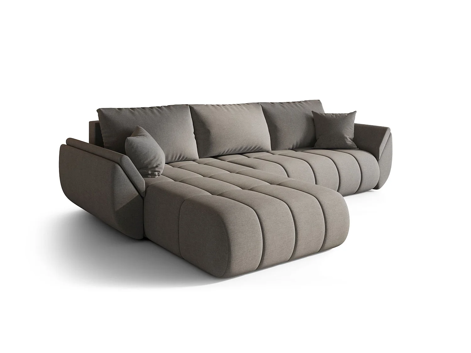 ARCO Chenille Velvet Convertible Hoekbank met Opbergruimte-Bruin-linkerhoek