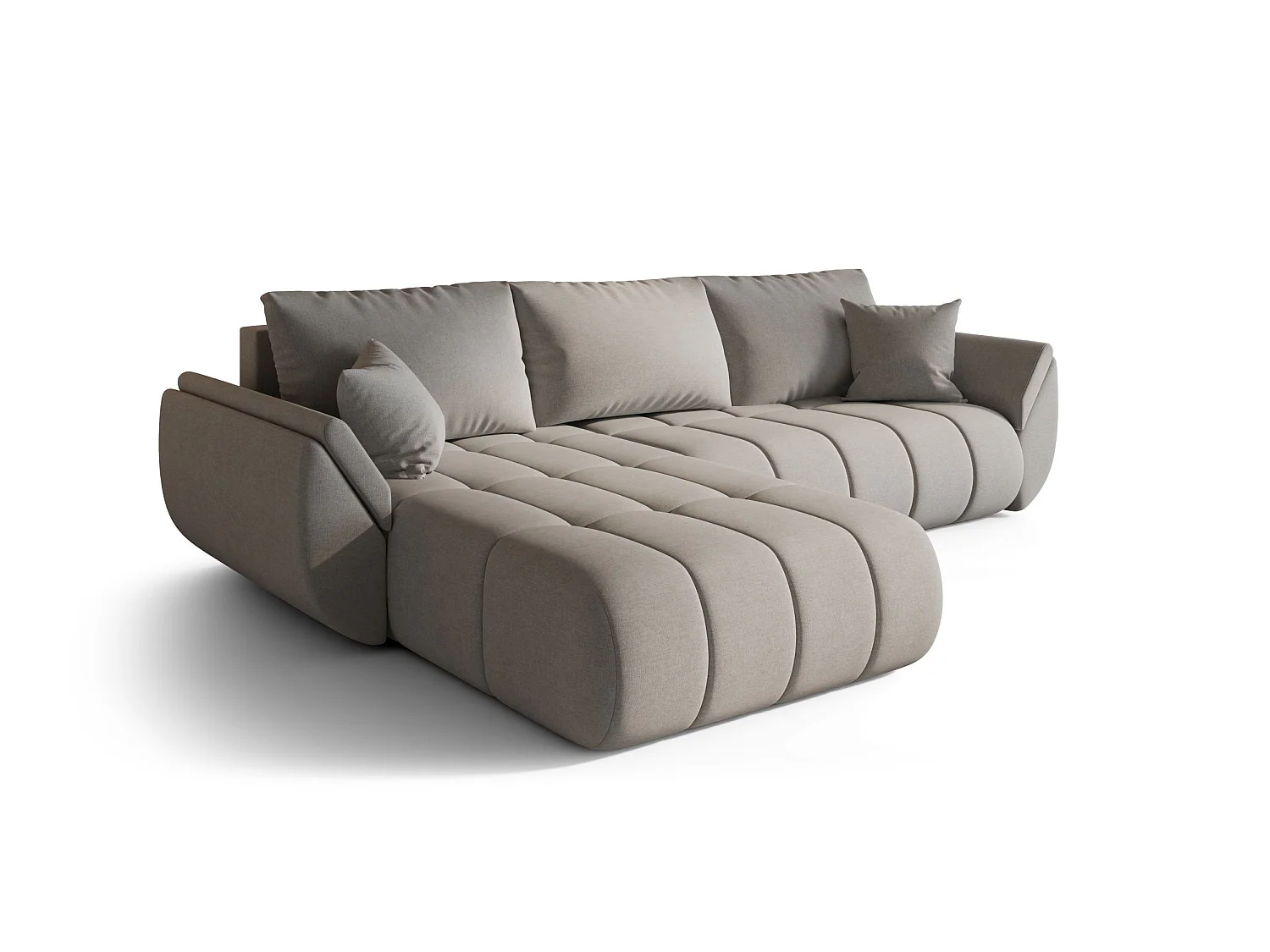 ARCO Chenille Velvet Convertible Hoekbank met Opbergruimte-Beige-linkerhoek