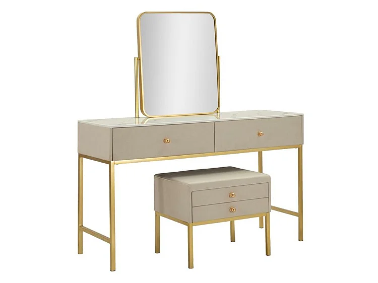 Coiffeuse de luxe avec miroir et tabouret design contemporain