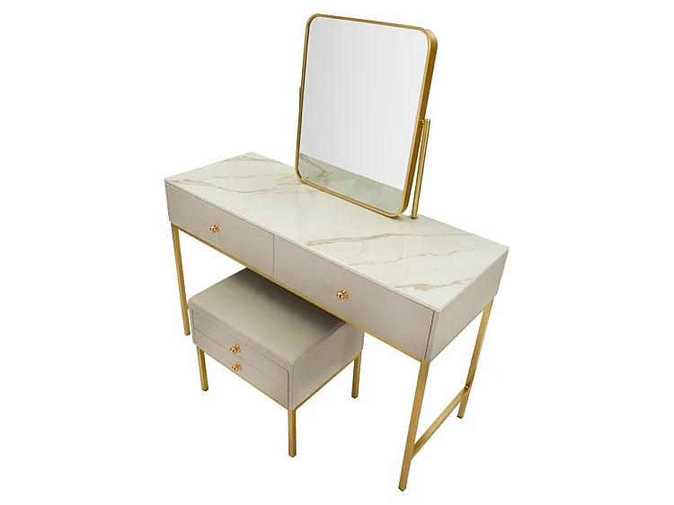 Coiffeuse de luxe avec miroir et tabouret design contemporain
