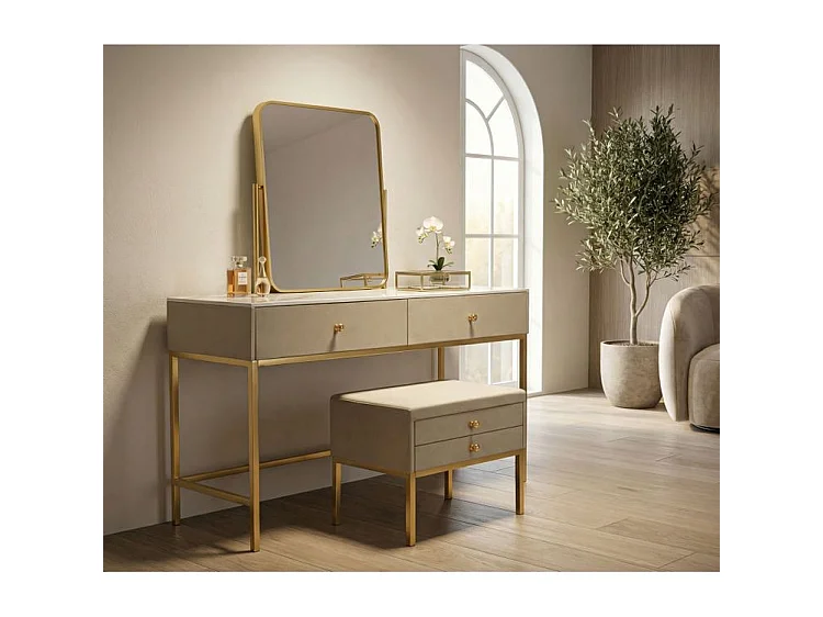 Coiffeuse de luxe avec miroir et tabouret design contemporain