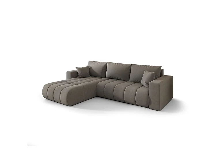 Canapé d’angle velours chenille convertible avec coffre ORIA-Gris-angle gauche