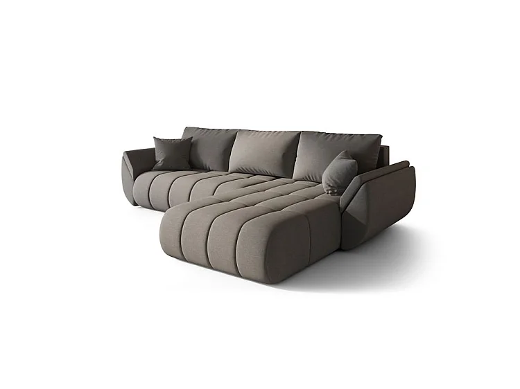 Canapé d’angle velours chenille convertible avec coffre ARCO-Gris-angle droit