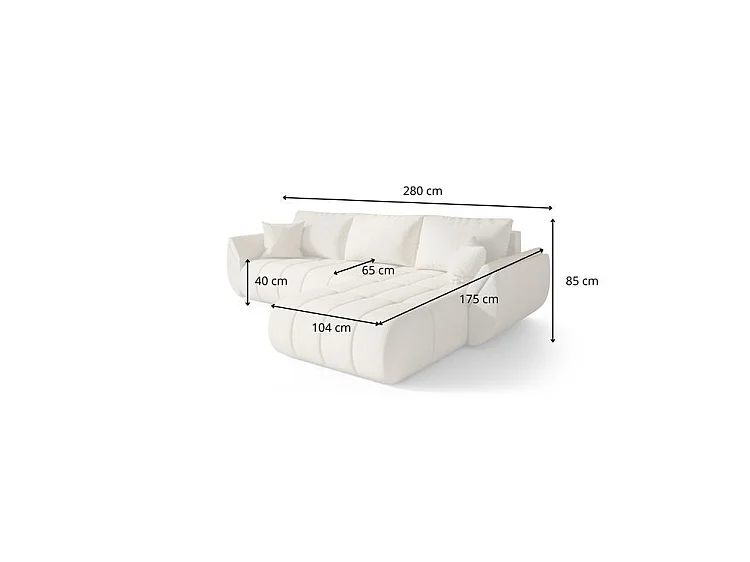 Canapé d’angle velours chenille convertible avec coffre ARCO-Gris-angle droit