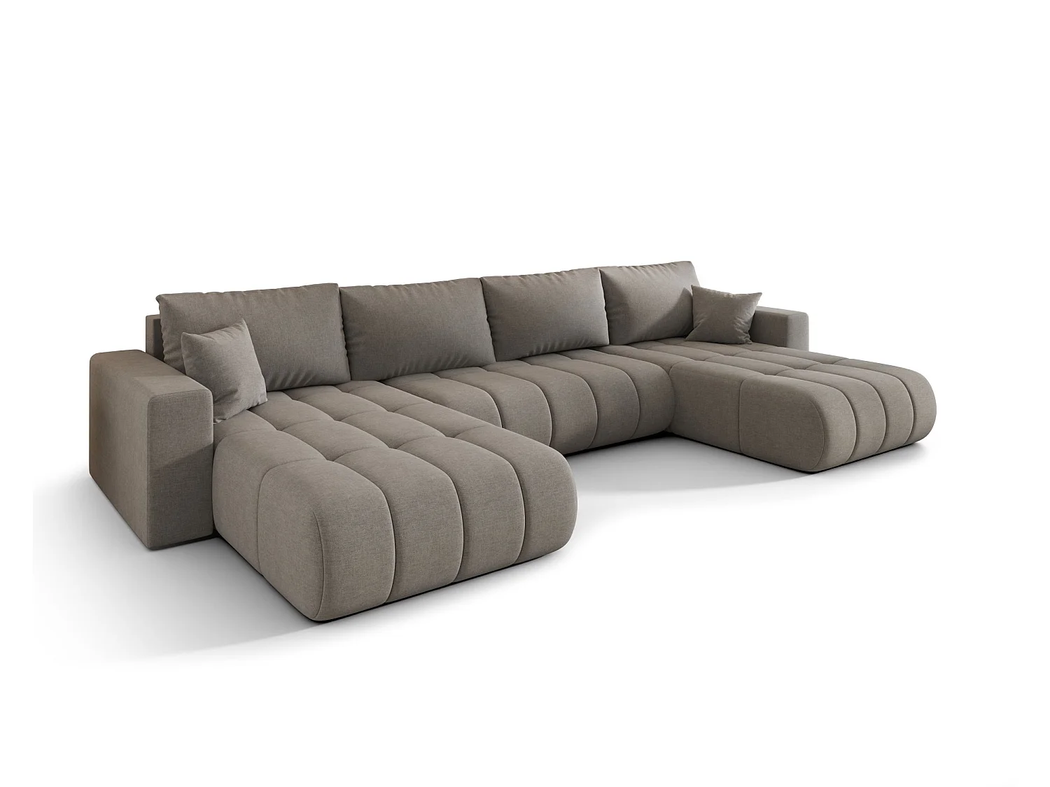 Canapé d’angle velours chenille panoramique convertible design avec coffre SVEN-Marron