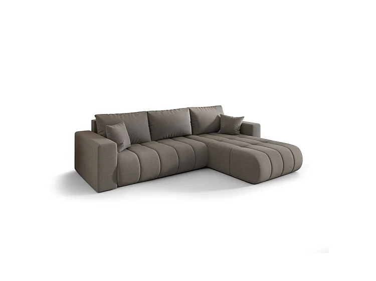 Canapé d’angle velours chenille convertible avec coffre ORIA-Gris-angle droit