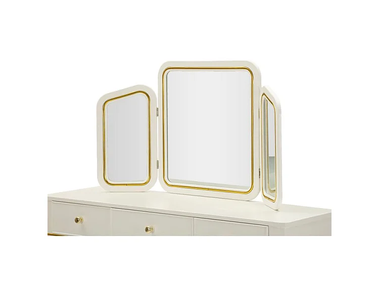 Coiffeuse Camille blanche avec miroir et tabouret design