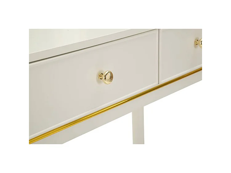 Coiffeuse Camille blanche avec miroir et tabouret design