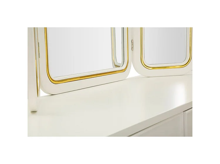 Coiffeuse Camille blanche avec miroir et tabouret design