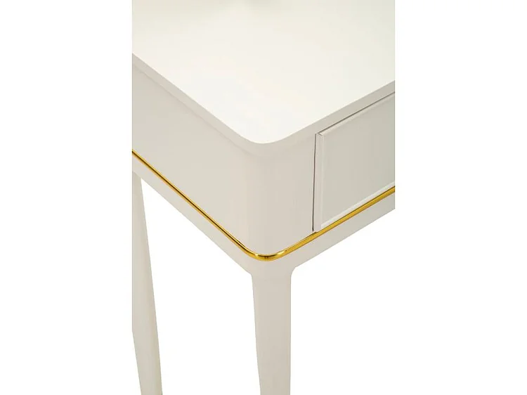 Coiffeuse Camille blanche avec miroir et tabouret design
