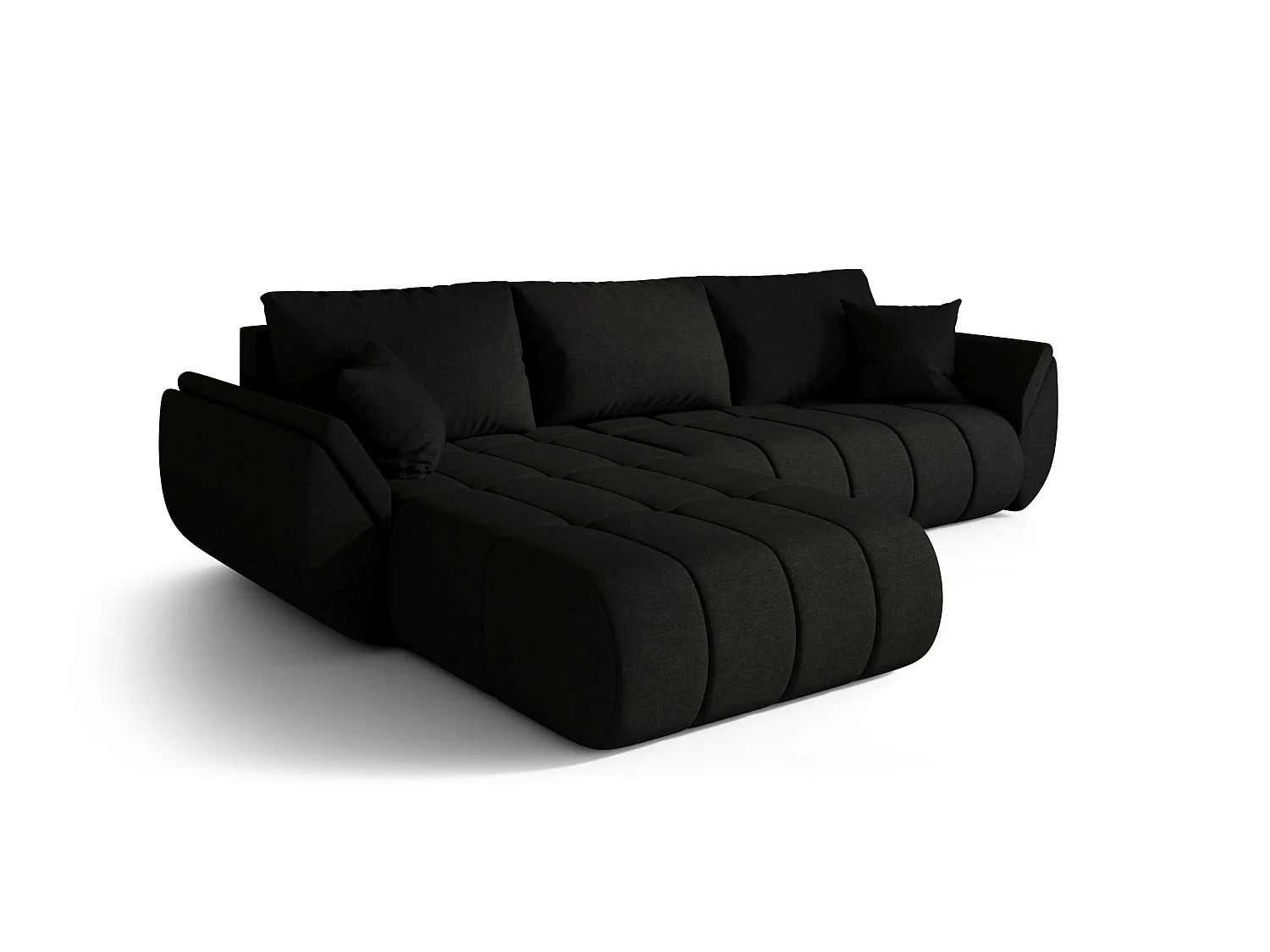 ARCO Chenille Velvet Convertible Hoekbank met Opbergruimte-Zwart-linkerhoek