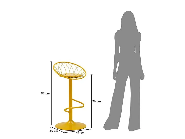 Tabouret de bar clox moutarde 49 x 45x92