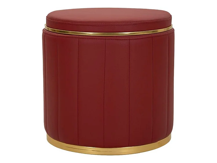 Pouf london avec rangement rouge cm ø 46,5 x 44