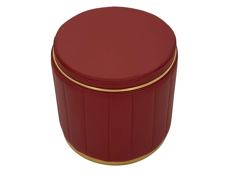 Pouf london avec rangement rouge cm ø 46,5 x 44