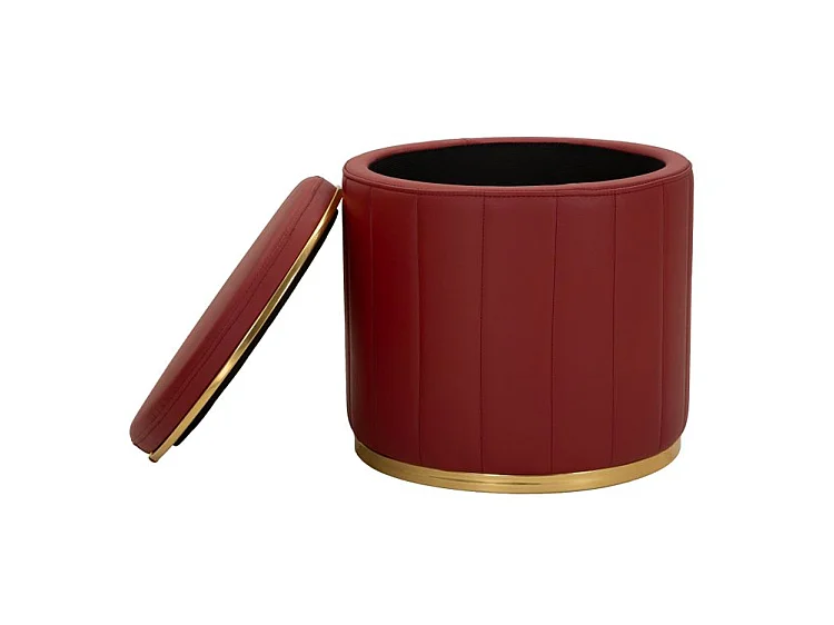 Pouf london avec rangement rouge cm ø 46,5 x 44