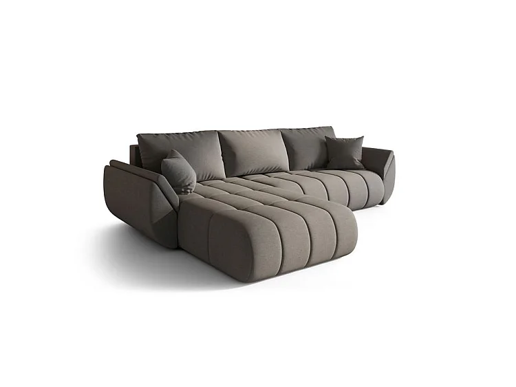 Canapé d’angle velours chenille convertible avec coffre ARCO-Gris-angle gauche