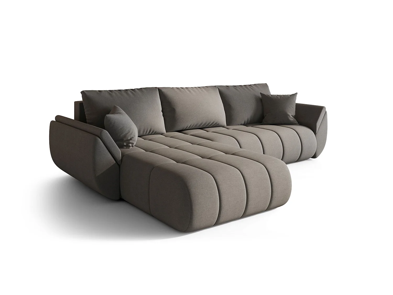ARCO Chenille Velvet Convertible Hoekbank met Opbergruimte-Grijs-linkerhoek