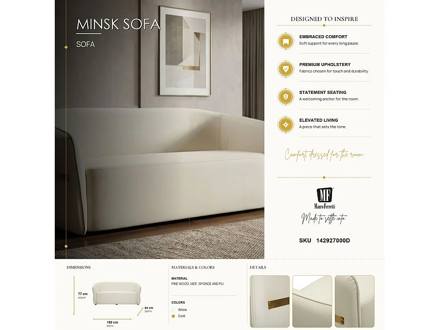 Canapé Minsk design contemporain compact et élégant