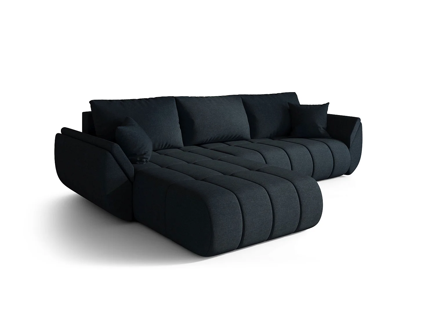 ARCO Chenille Velvet Convertible Hoekbank met Opbergruimte-Donkerblauw-linkerhoek