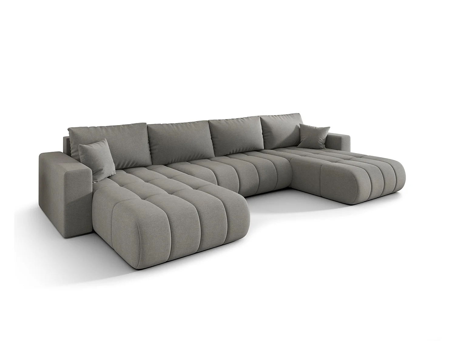 Canapé d’angle velours chenille panoramique convertible design avec coffre SVEN-Gris foncé