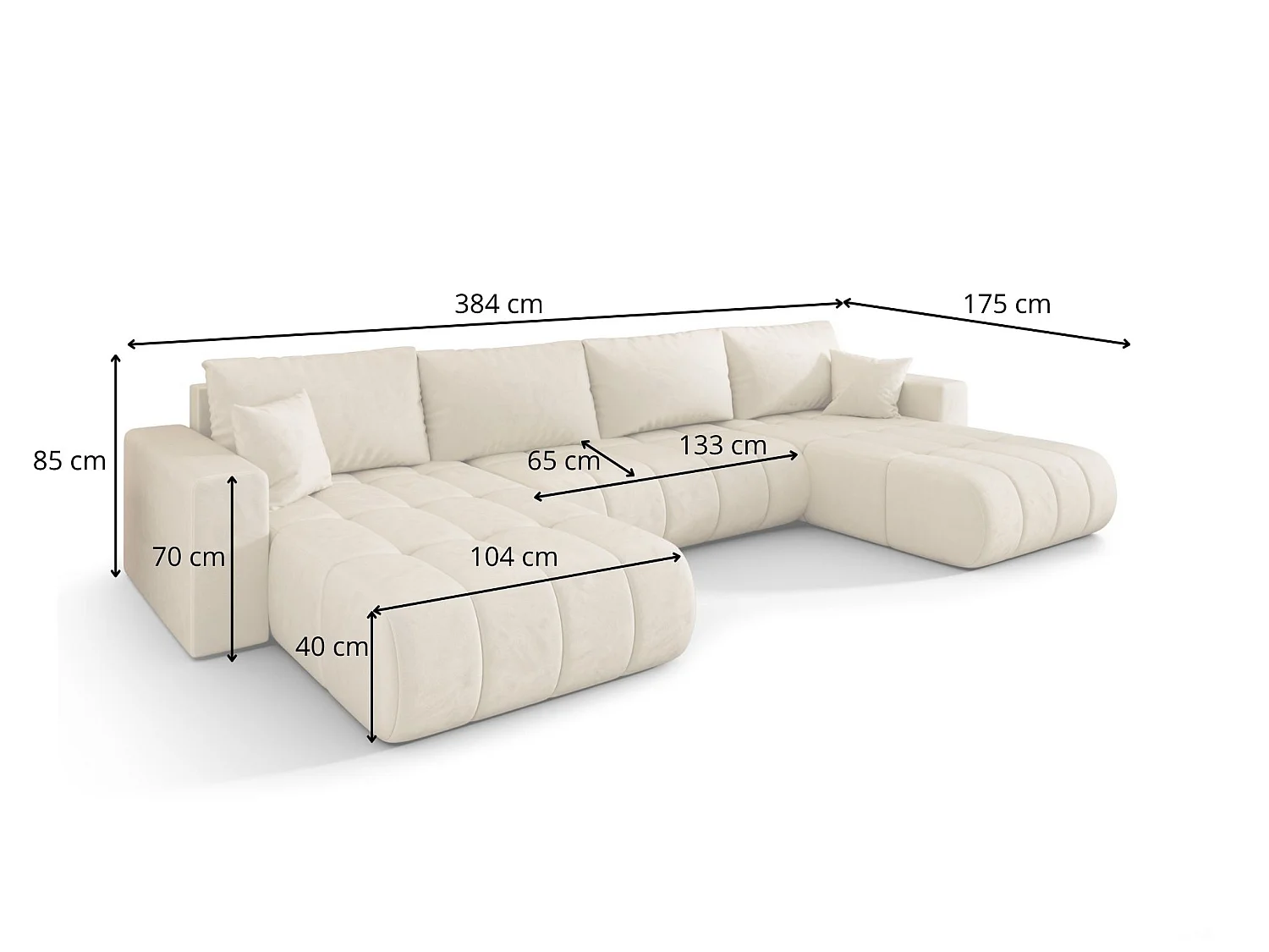 Canapé d’angle velours chenille panoramique convertible design avec coffre SVEN-Gris foncé