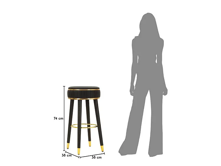 Tabouret de bar London noir design élégant doré